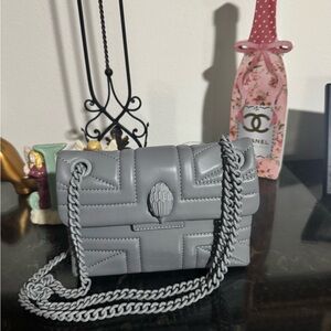 Kurt Geiger Quilted Crossbody Bag in Gray with Chain Strap